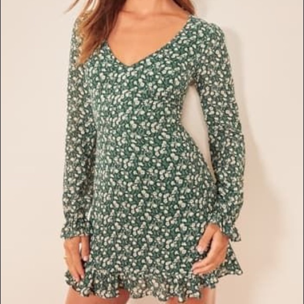 REFORMATION ELENOR LONG SLEEVE MINI DRESS - Picture 6 of 7